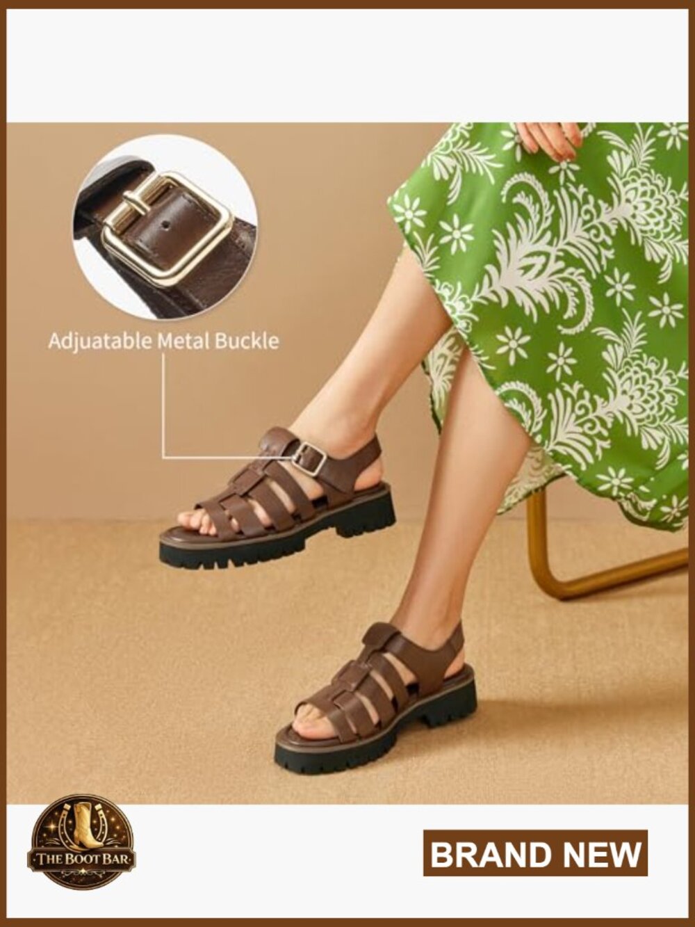 Women's Platform Fisherman Sandals, Chunky Gladiator Sandals, Fashion - Picture 5 of 7